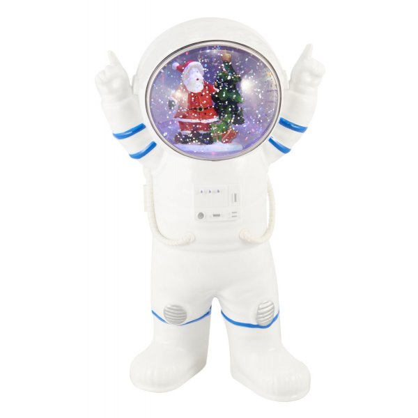 Χριστουγεννιάτικος Διακοσμητικός Αστροναύτης Άγιος Βασίλης με Νερό και LED (28cm)